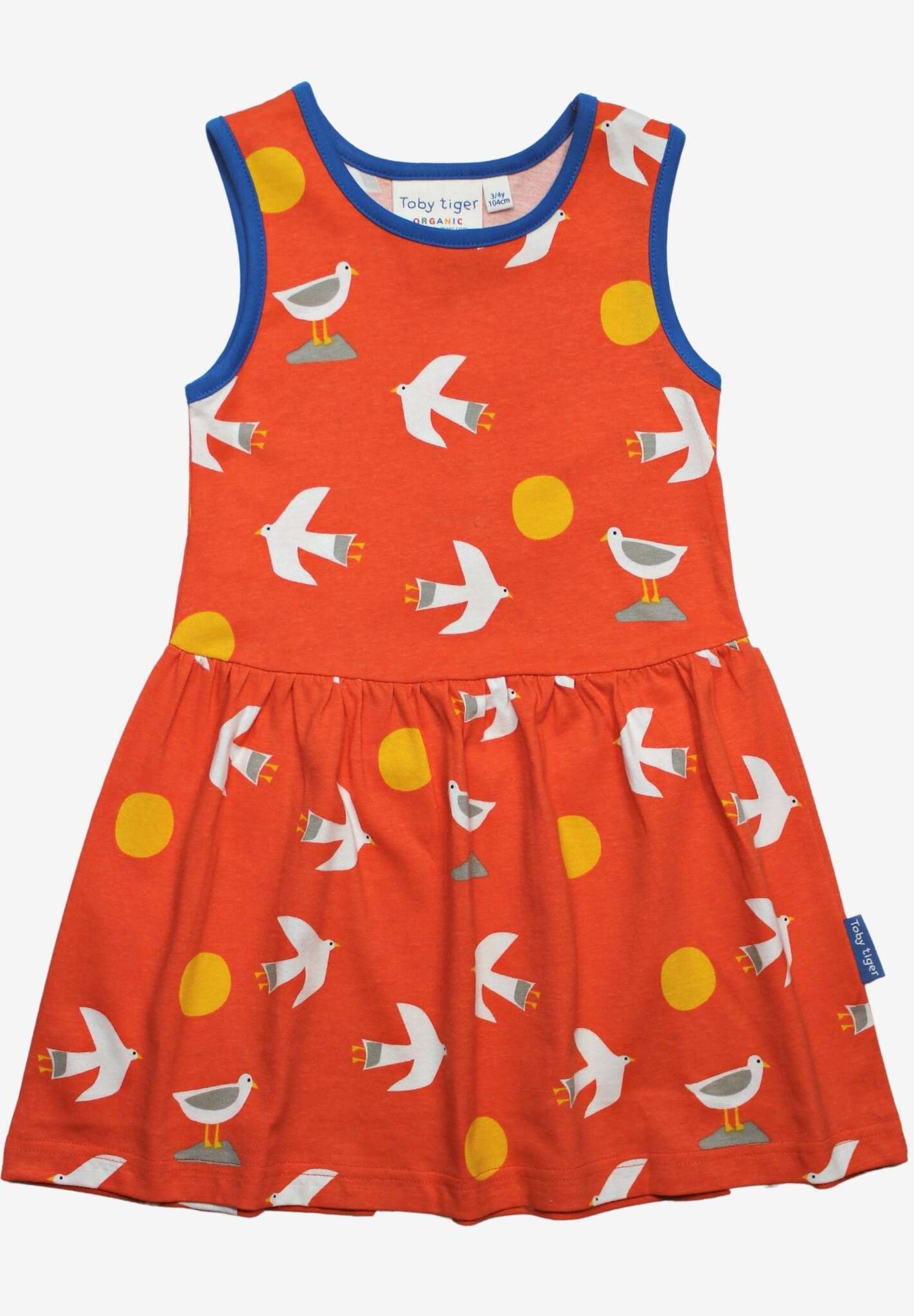 Summer dress made from organic cotton with a seagull print