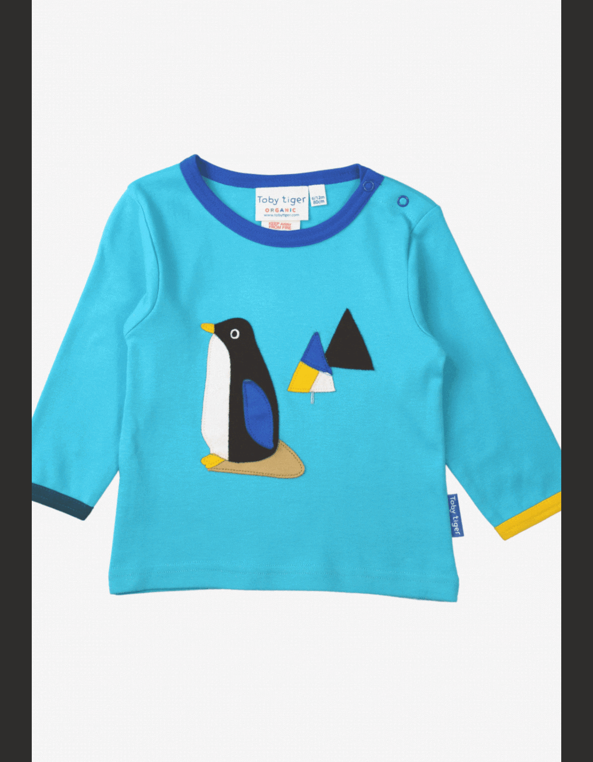 Bio Baumwoll-Langarmshirt mit Pinguin-Applikationen