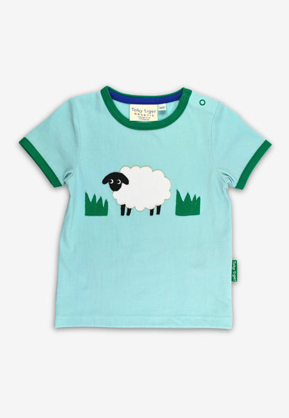 Bio-Baumwoll Kinder Shirt kurzarm mit Kuschelschaf-Applikation