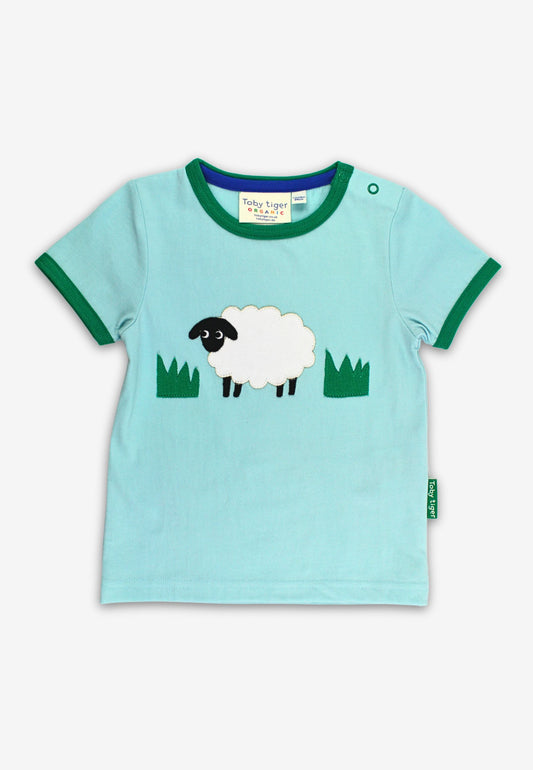 Bio-Baumwoll Kinder Shirt kurzarm mit Kuschelschaf-Applikation