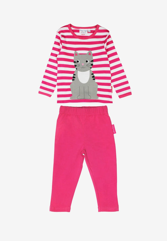 Bio - Baumwoll Kinder Shirt langarm mit Kätzchen - Applikation mit Leggings - Toby Tiger GmbH