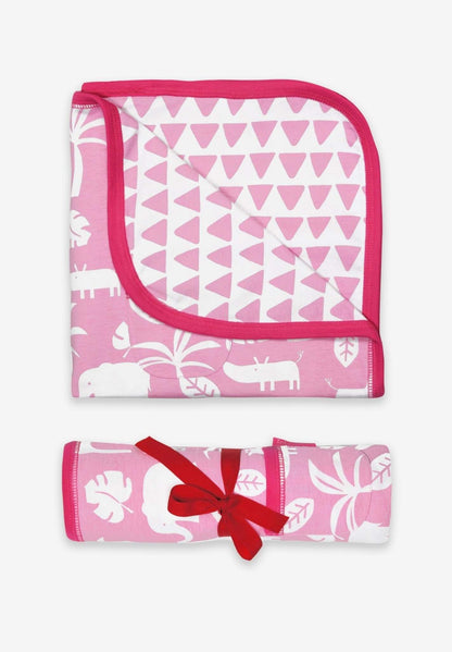 Bio Baby - Decke mit Dschungel - Allover in pink - Toby Tiger GmbH