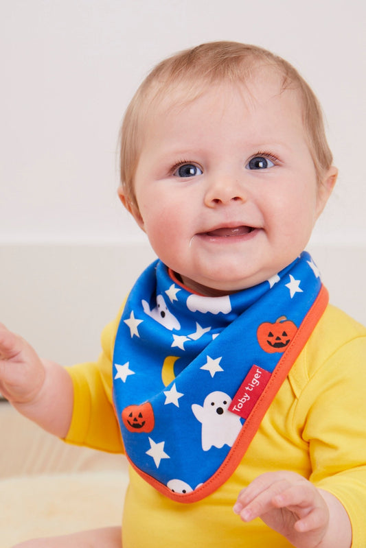 Dreieckstuch Lätzchen mit Druckknöpfen aus Bio Baumwolle, Halloween Print - Toby Tiger GmbH