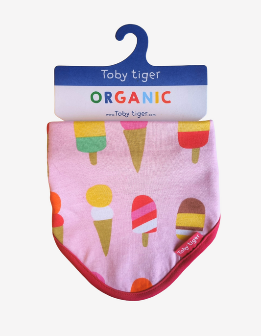 Organic cotton triangular bib with ice cream print