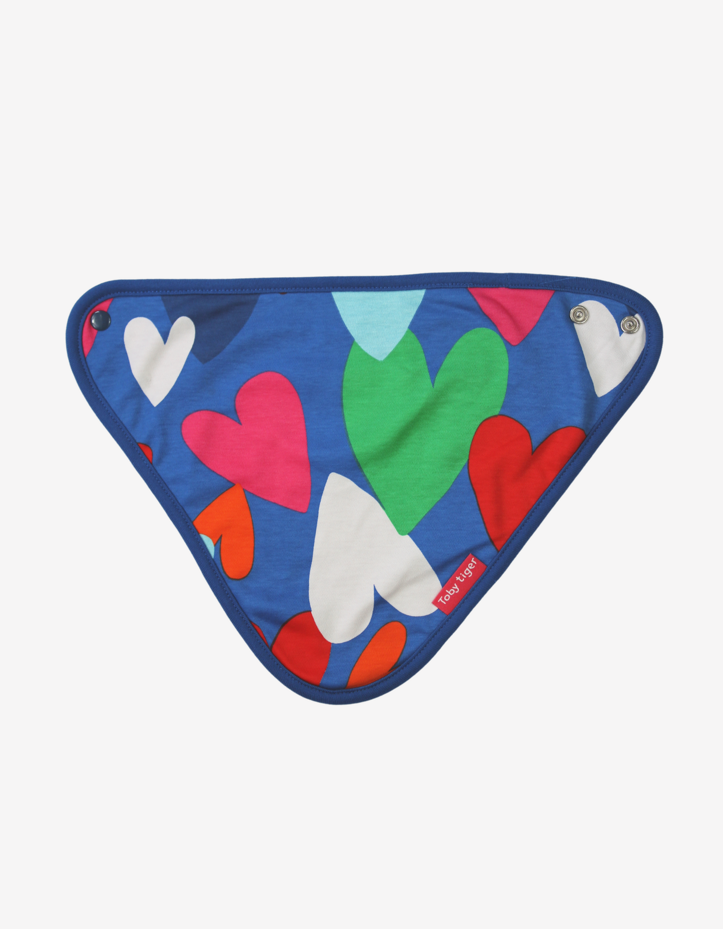 Organic cotton triangular scarf, bib with heart print