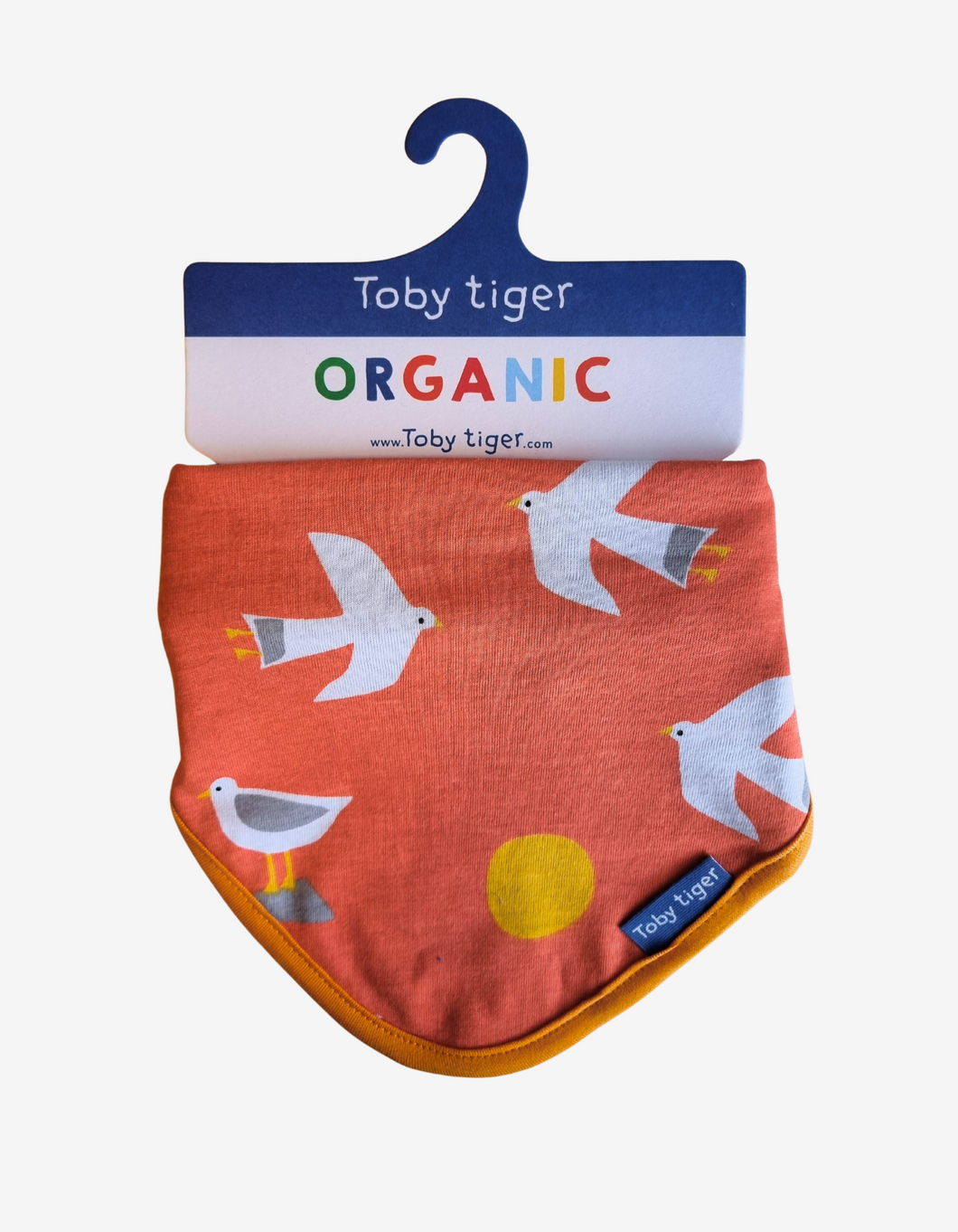 Organic cotton triangular bib with seagull print