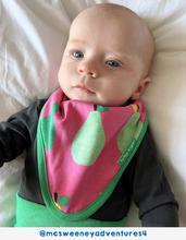 Load image into Gallery viewer, Organic cotton triangular scarf, bib with pear print
