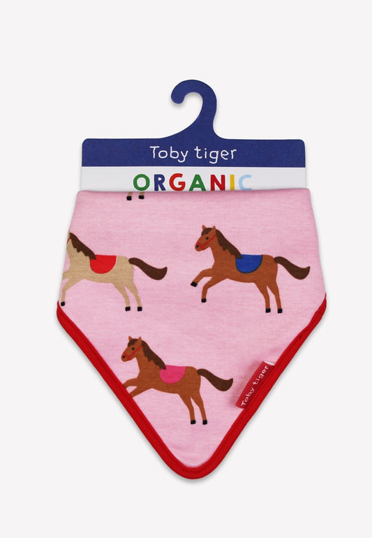 Bio-Baumwoll Babytuch, Rosa mit Pferde-Druck