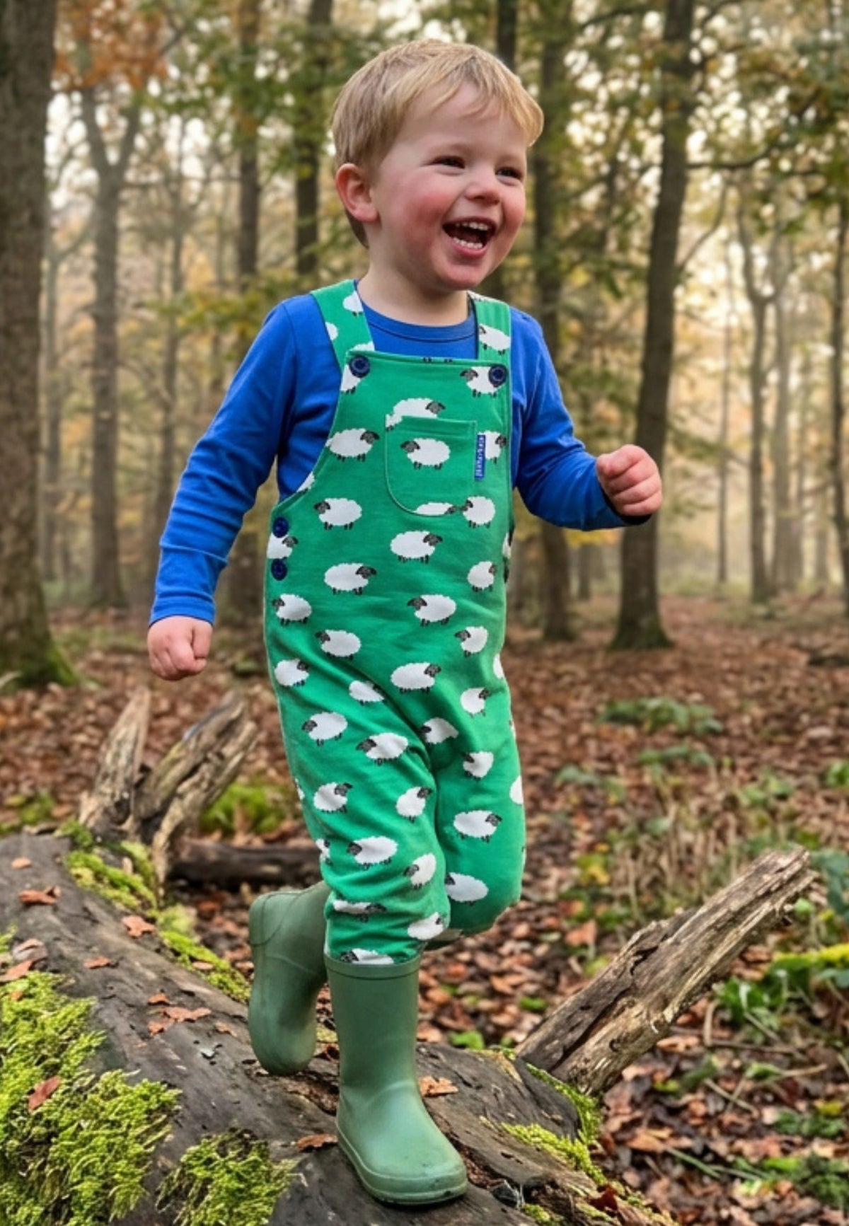 Organic Cotton Kids' Overalls with Sheep Print