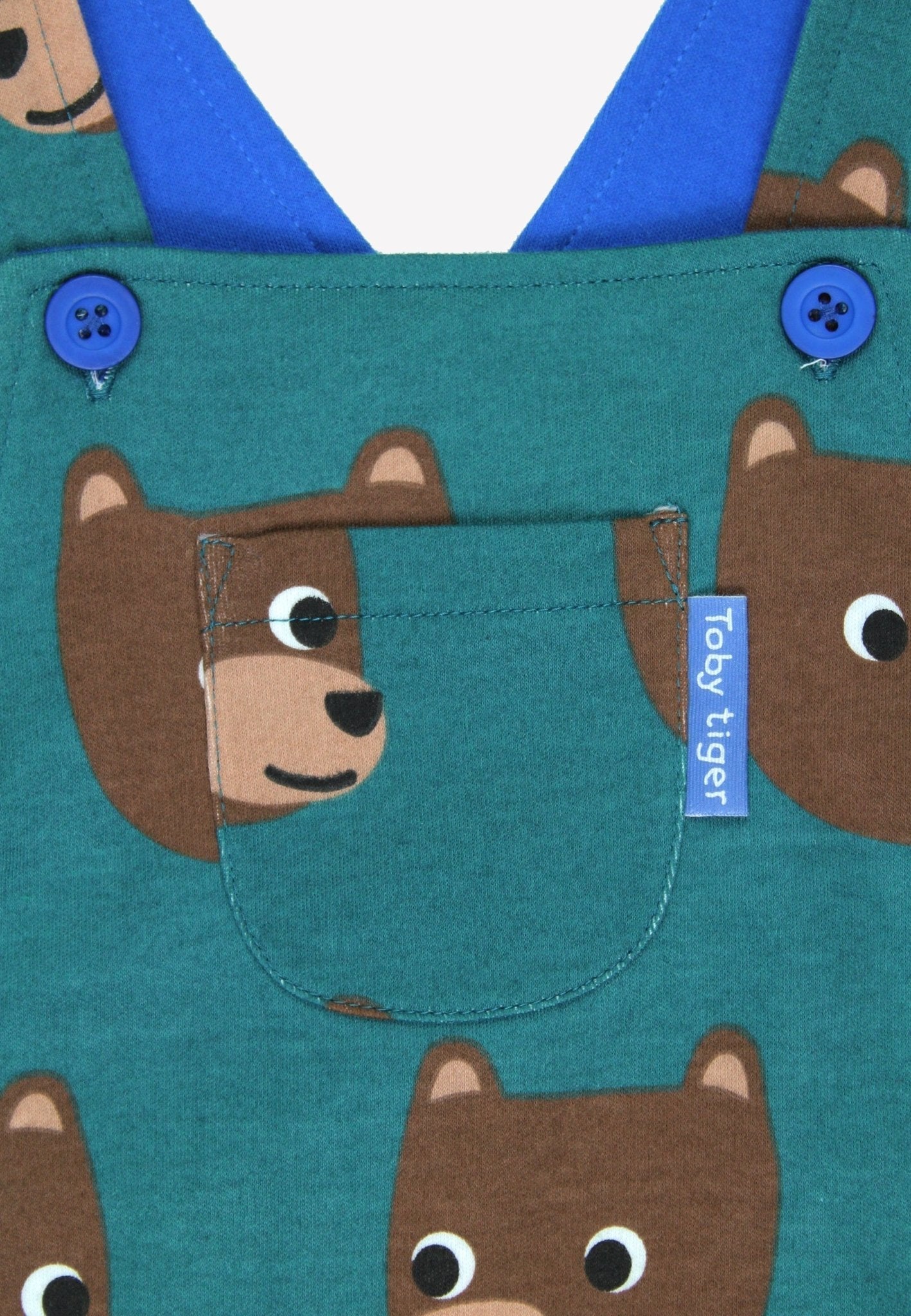 Bio - Baumwoll Kinder Latzhose mit Bären - Druck - Toby Tiger GmbH