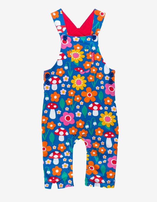 Bio Baumwoll - Latzhose mit Blumen Muster und Pilz Applikationen - Toby Tiger GmbH Retail