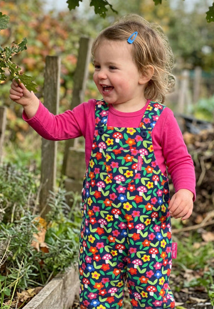 Organic Cotton Kids' Overalls with Floral Print