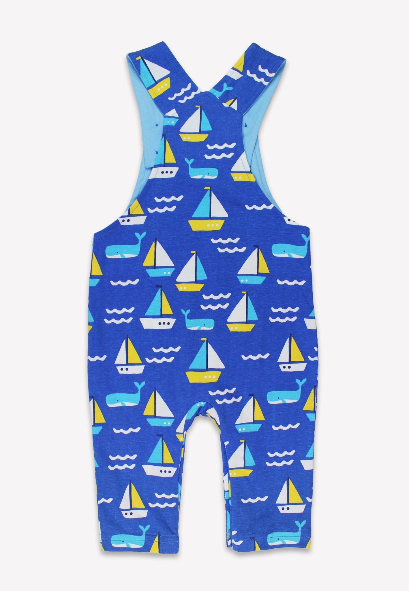 Bio - Baumwoll Kinder Latzhose mit Segelboot - Druck - Toby Tiger GmbH