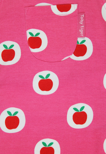 Bio-Baumwoll Kinder Latzhose mit Apfel-Druck