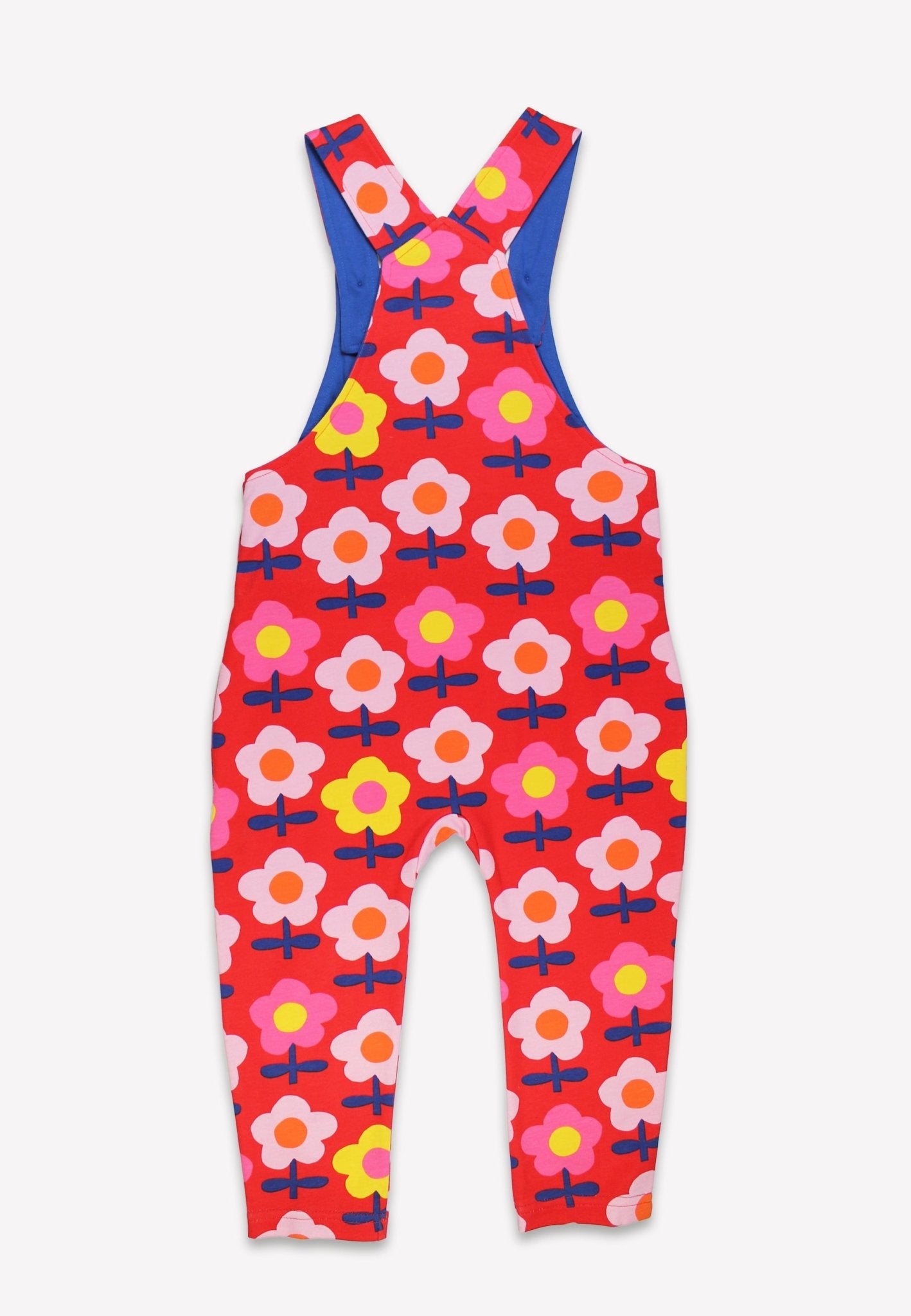 Bio - Baumwoll Kinder Latzhose mit Retro Blumen - Druck - Toby Tiger GmbH