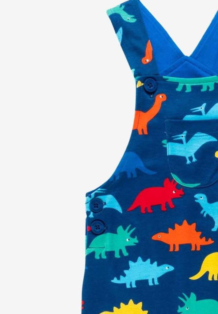 Bio Baumwoll - Latzhose mit Regenbogen Dinosaurier Druck - Toby Tiger GmbH