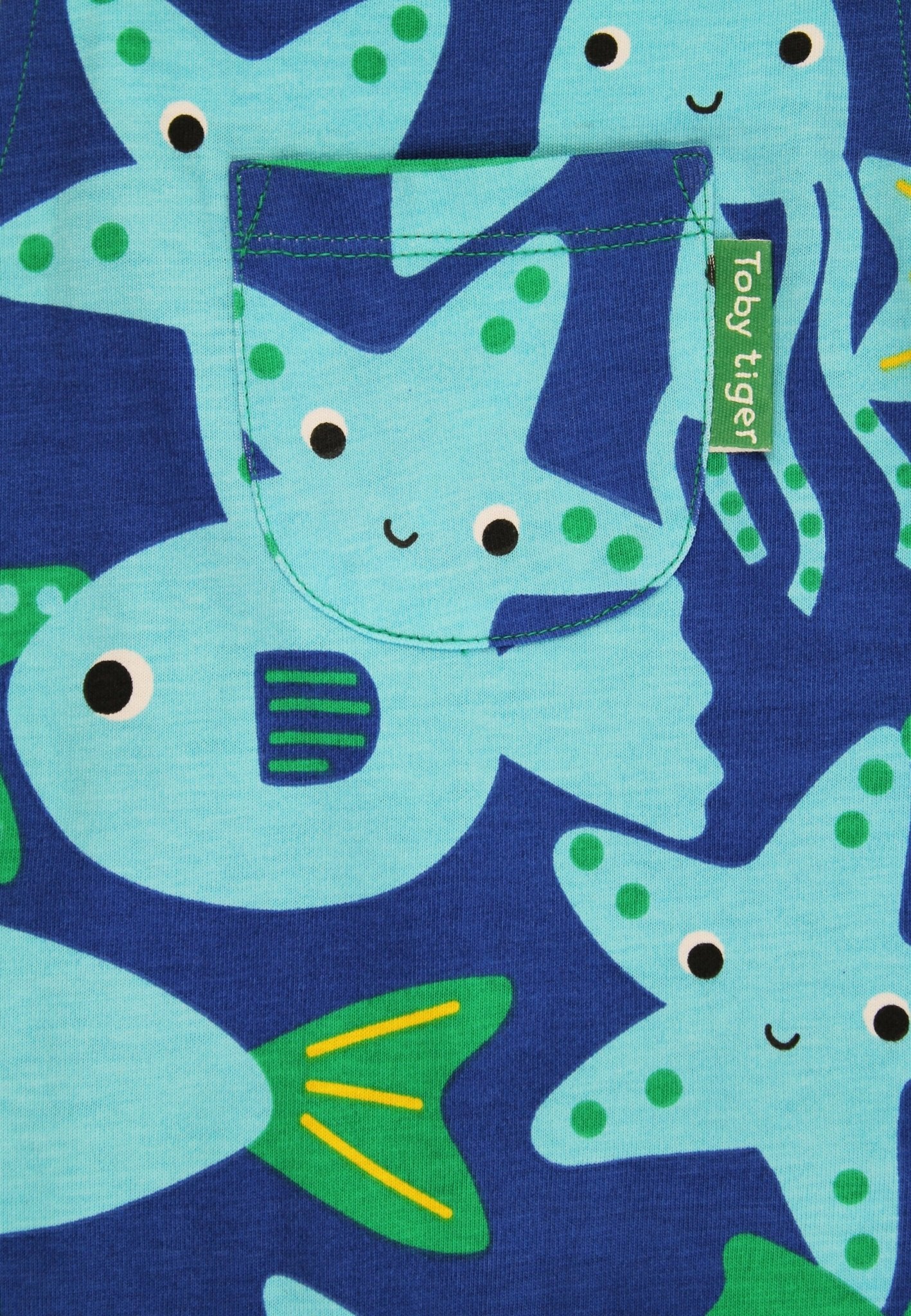 Bio - Baumwoll Kinder Latzhose mit Fisch - Druck - Toby Tiger GmbH