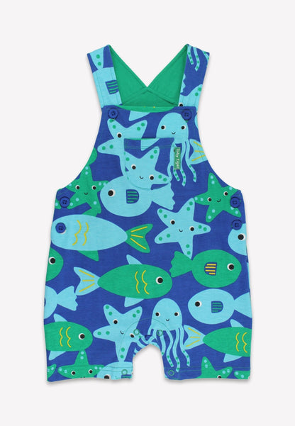 Bio - Baumwoll Kinder Latzhose mit Fisch - Druck - Toby Tiger GmbH