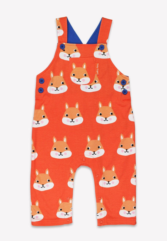 Bio-Baumwoll Kinder Latzhose mit Eichhörnchen-Druck