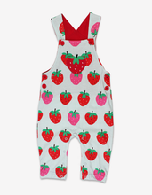Load image into Gallery viewer, Organic cotton dungarees with strawberry appliqué
