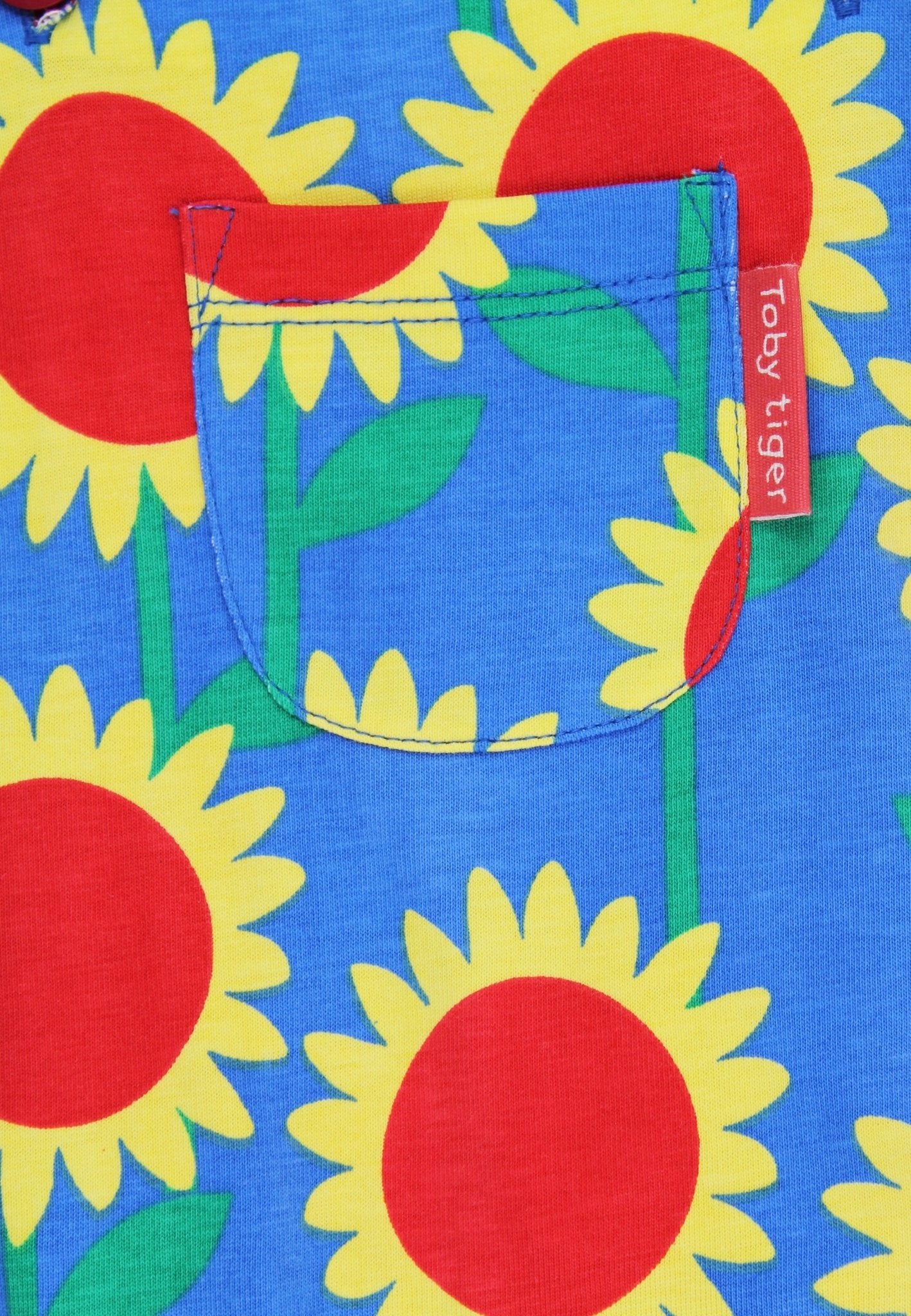 Bio - Baumwoll Kinder Latzhose mit Sonnenblumen - Meer - Druck - Toby Tiger GmbH