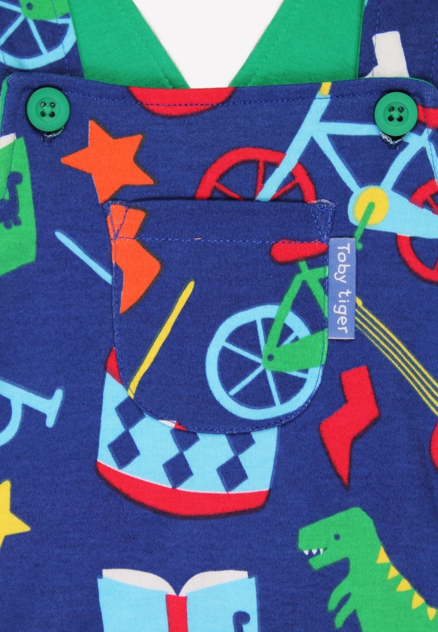 Bio - Baumwoll Kinder Latzhose mit Geschenke - Druck - Toby Tiger GmbH