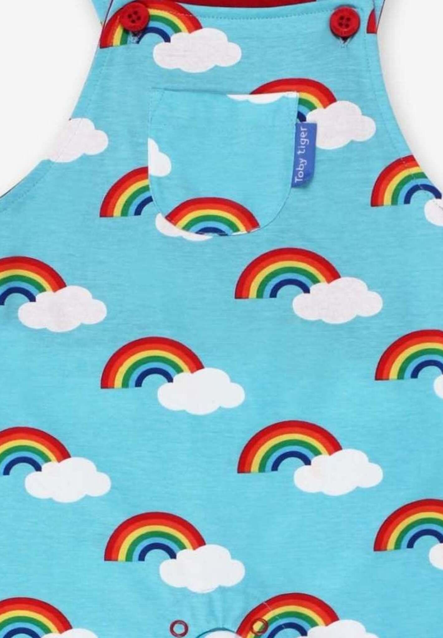 Sommer Latzhose aus Bio Baumwolle mit Regenbogen Print - Toby Tiger GmbH