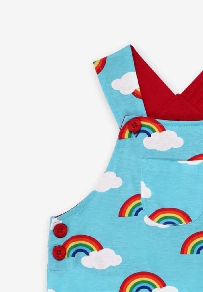 Sommer Latzhose aus Bio Baumwolle mit Regenbogen Print - Toby Tiger GmbH