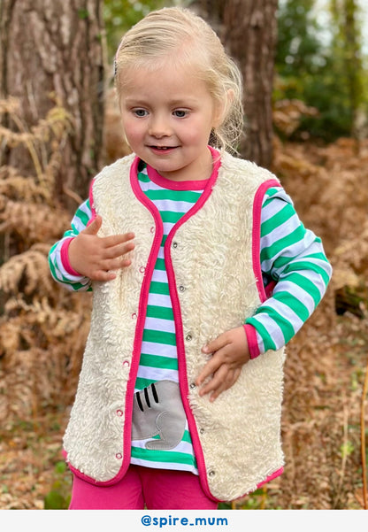 Bio - Baumwoll Kinder Weste zum Wenden mit Kätzchen - Druck - Toby Tiger GmbH