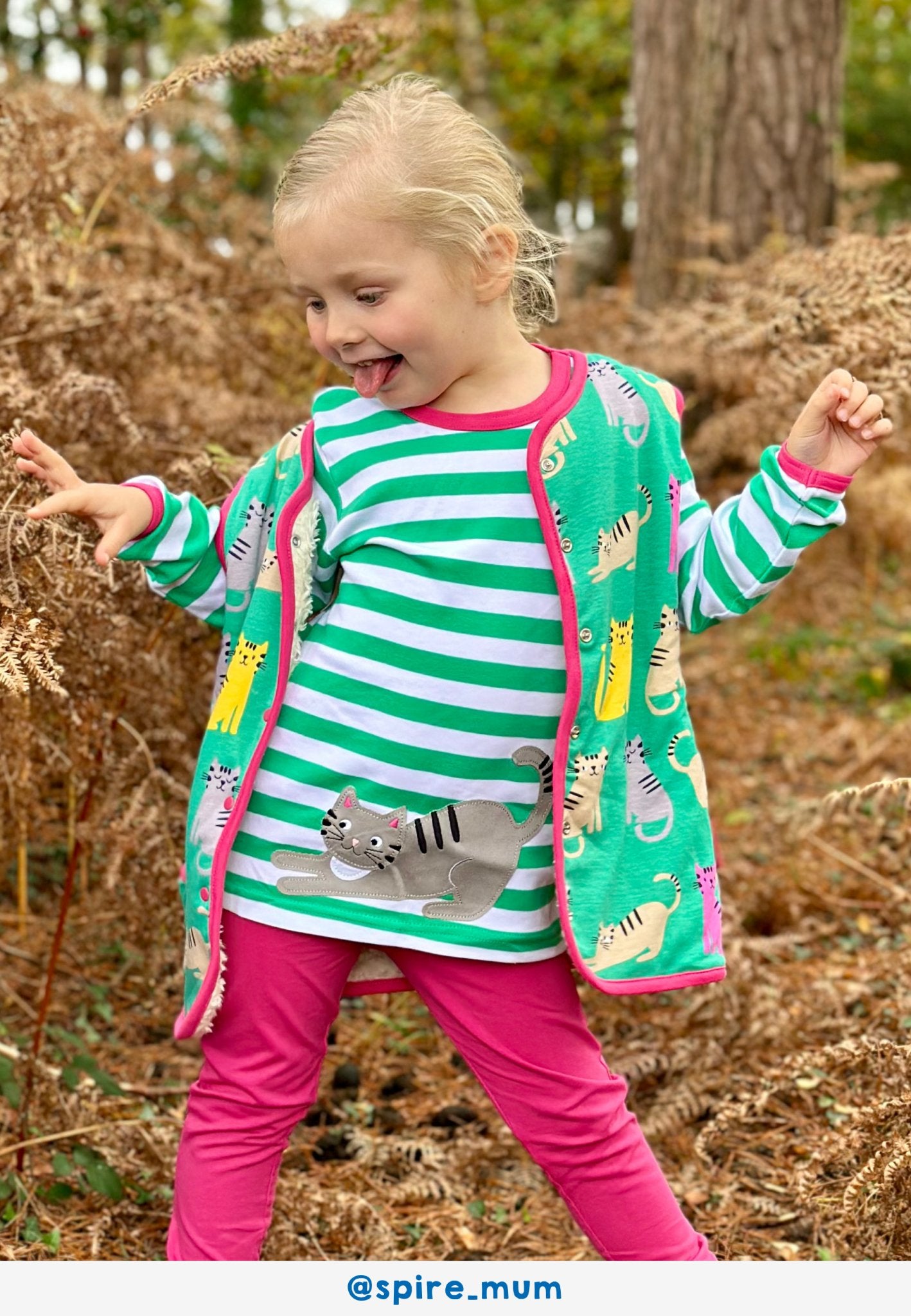 Bio - Baumwoll Kinder Weste zum Wenden mit Kätzchen - Druck - Toby Tiger GmbH