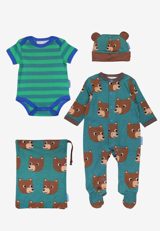 Bio - Baumwoll Baby Geschenkset mit Bären - Druck - Toby Tiger GmbH