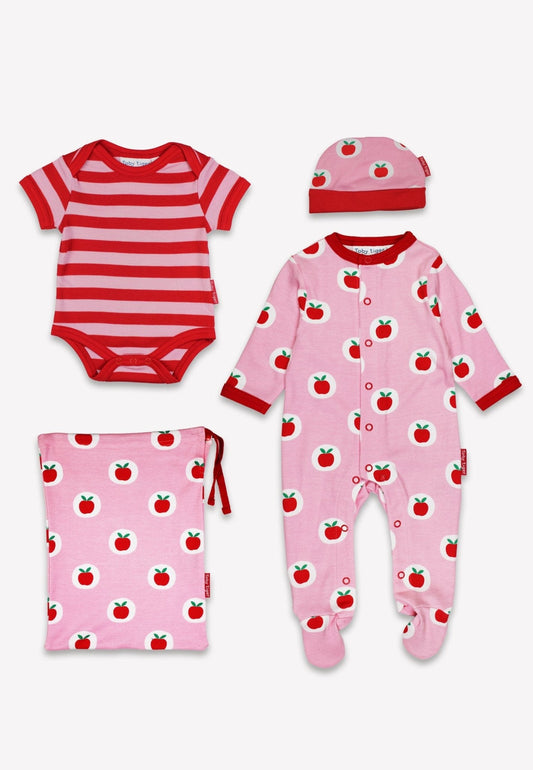 Bio-Baumwoll Baby Geschenkset mit Apfel-Druck