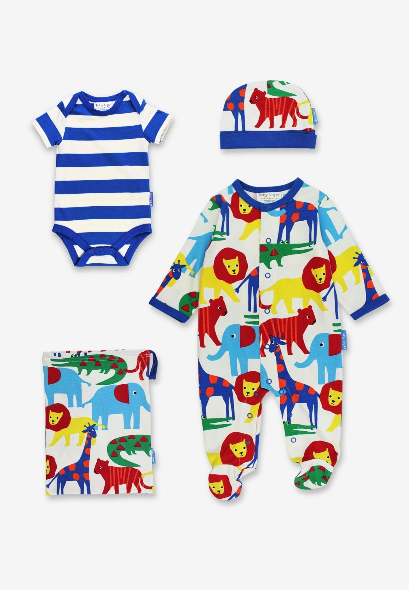 Bio - Baumwoll Baby Geschenkset mit Safari - Druck - Toby Tiger GmbH