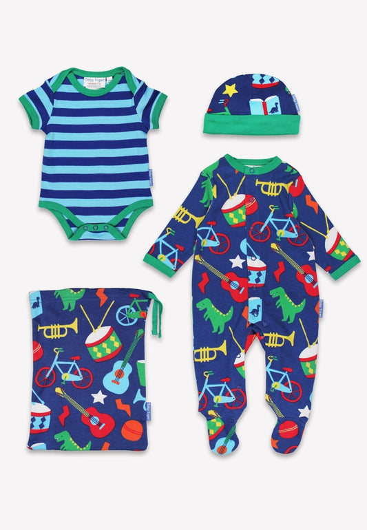 Bio - Baumwoll Baby Geschenkset mit Geschenke - Druck - Toby Tiger GmbH