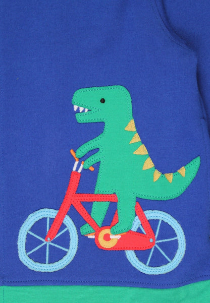Bio - Baumwoll Kinder Sweatjacke mit Kapuze und mit Dinosaurier - Applikation - Toby Tiger GmbH