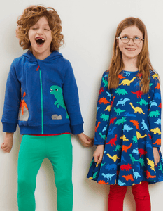 Organic cotton hoodie with dinosaur appliqués
