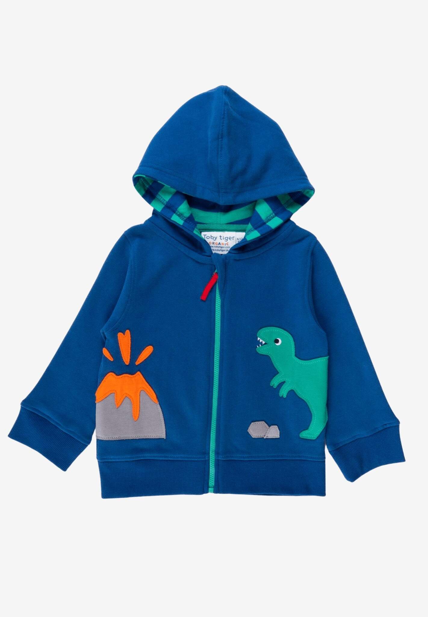 Bio Baumwoll - Kapuzenpullover mit Dinosaurier Applikationen - Toby Tiger GmbH