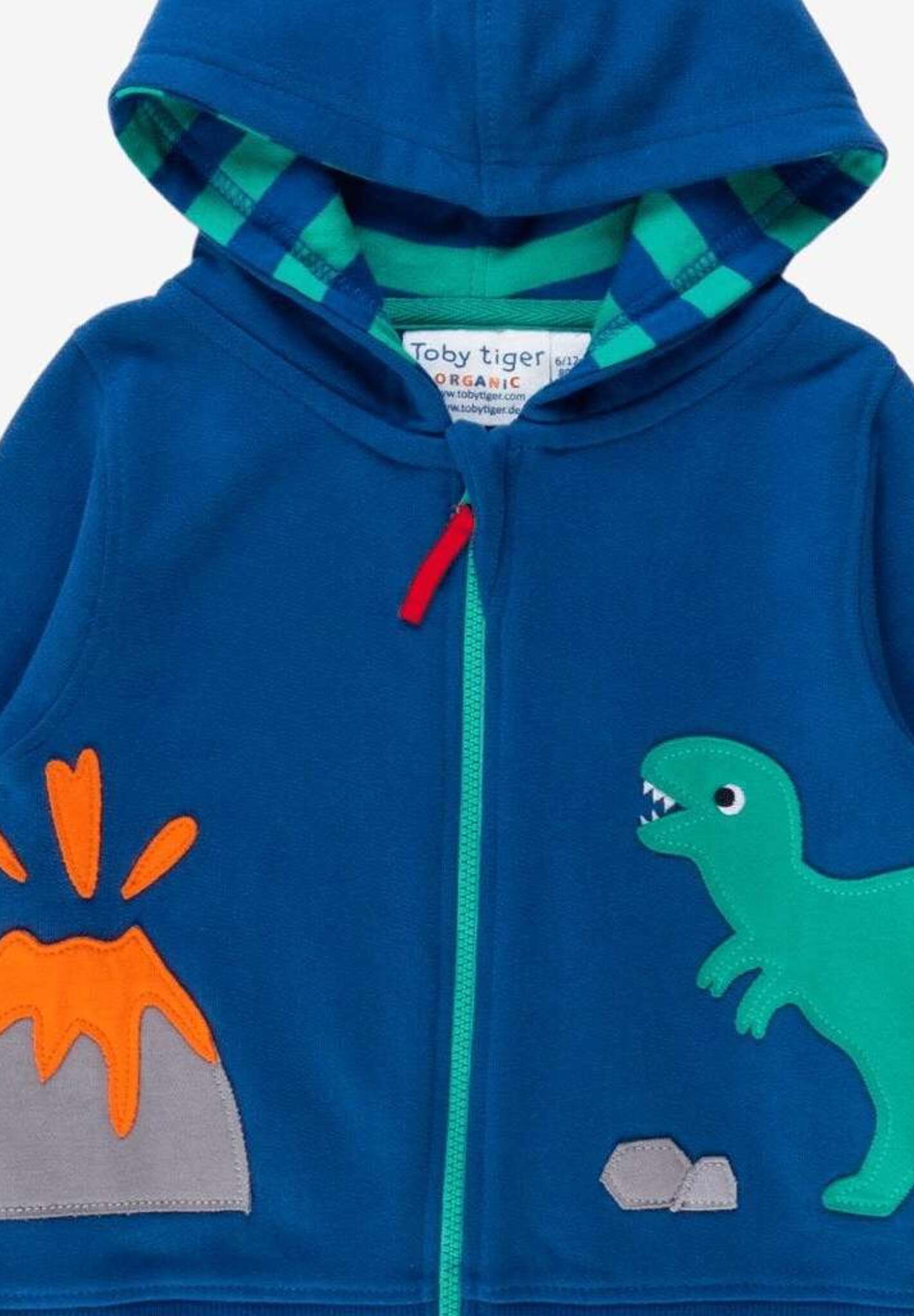 Bio Baumwoll - Kapuzenpullover mit Dinosaurier Applikationen - Toby Tiger GmbH