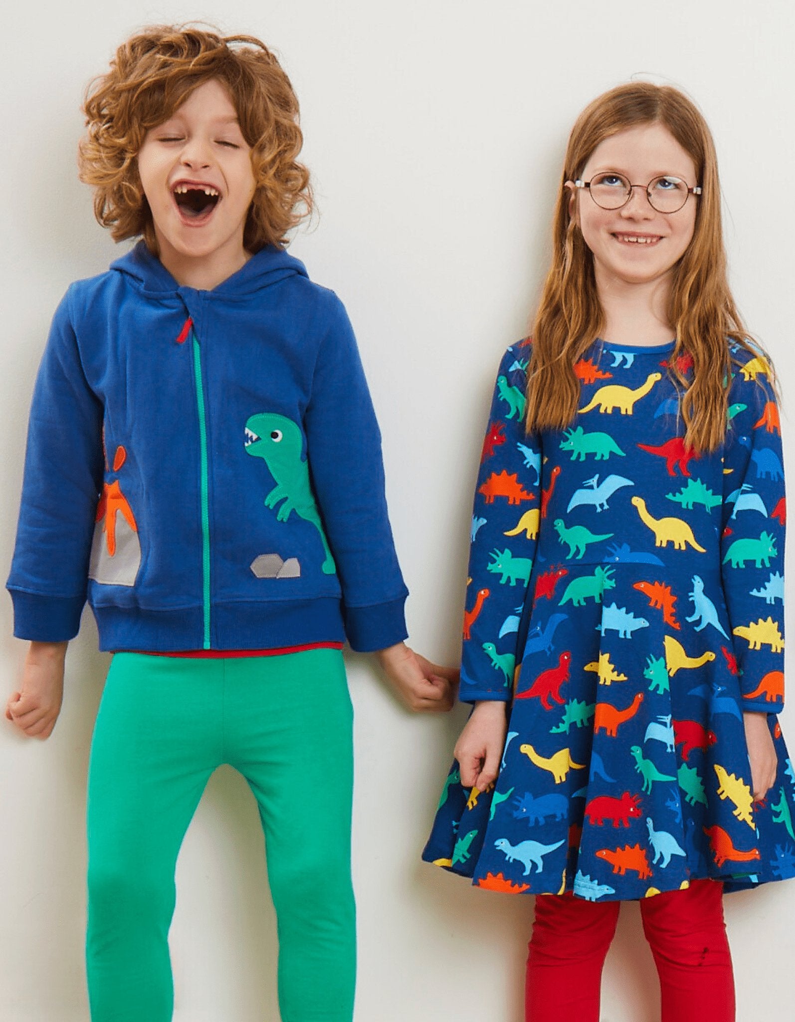 Bio Baumwoll - Kapuzenpullover mit Dinosaurier Applikationen - Toby Tiger GmbH Retail