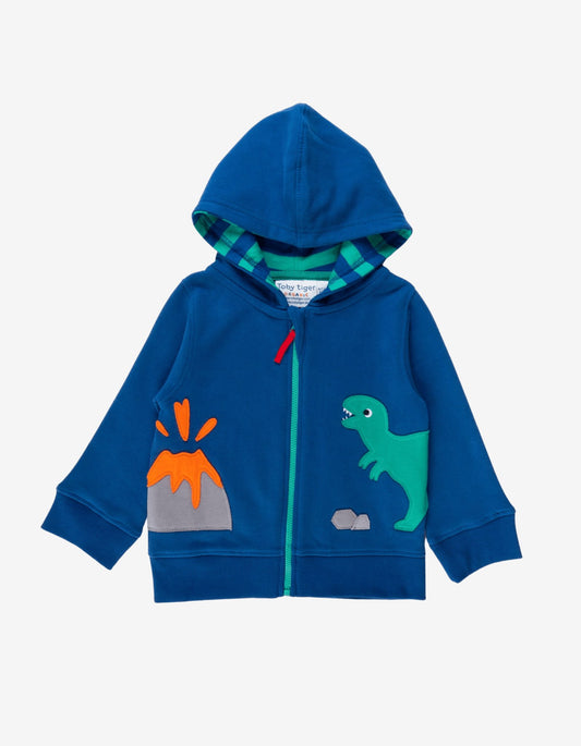 Bio Baumwoll - Kapuzenpullover mit Dinosaurier Applikationen - Toby Tiger GmbH Retail