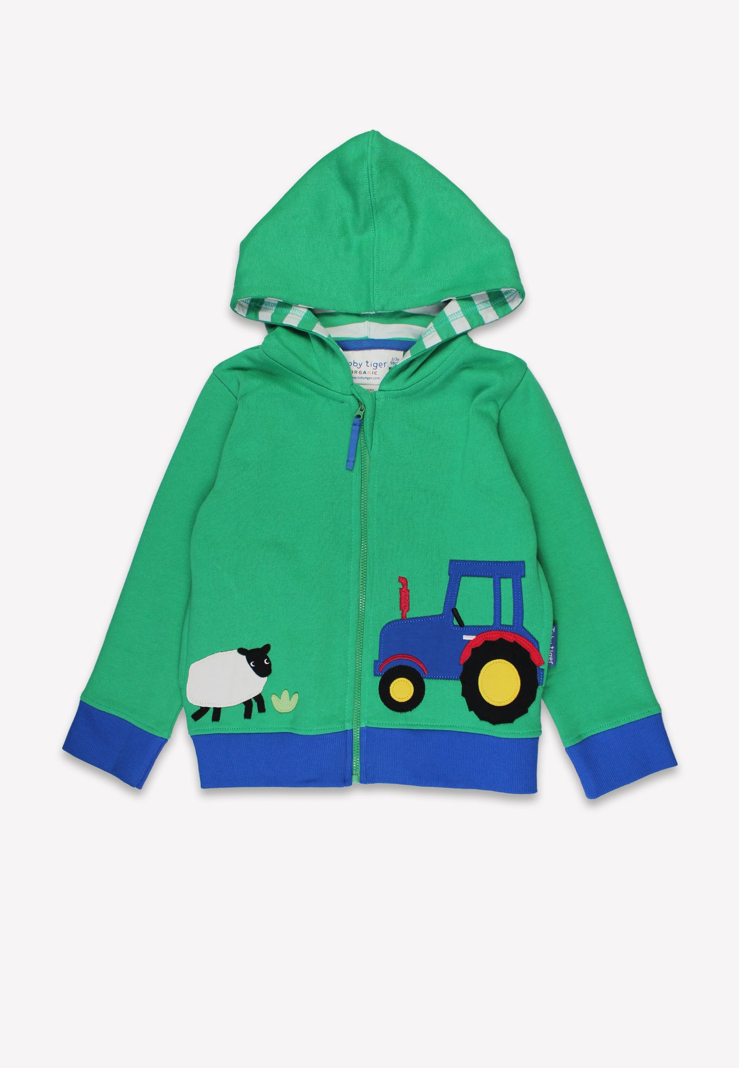 Bio-Baumwoll Kinder Sweatjacke mit Kapuze und Bauernhof-Applikation