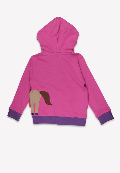 Bio - Baumwoll Kinder Sweatjacke mit Kapuze und Pferde und Blumen - Applikation - Toby Tiger GmbH