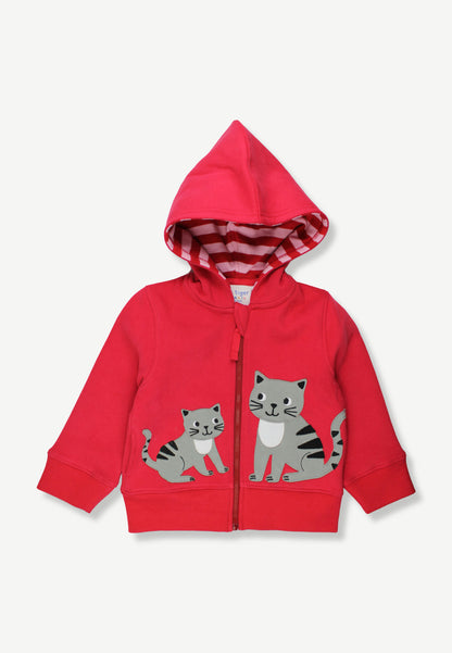 Bio-Baumwoll Kinder Sweatjacke mit Katzen-Applikation