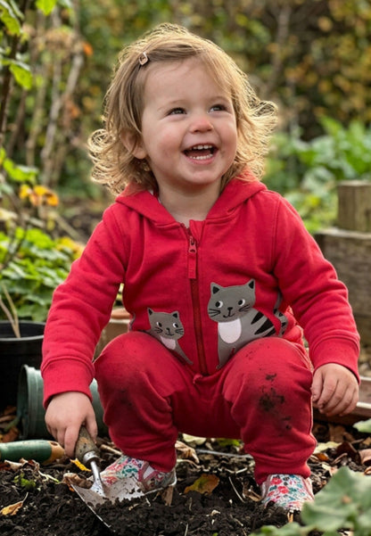 Bio-Baumwoll Kinder Sweatjacke mit Katzen-Applikation