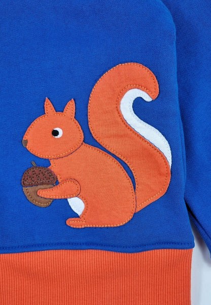 Bio - Baumwoll Kinder Sweatjacke mit Kapuze und mit Eichhörnchen - Applikation - Toby Tiger GmbH