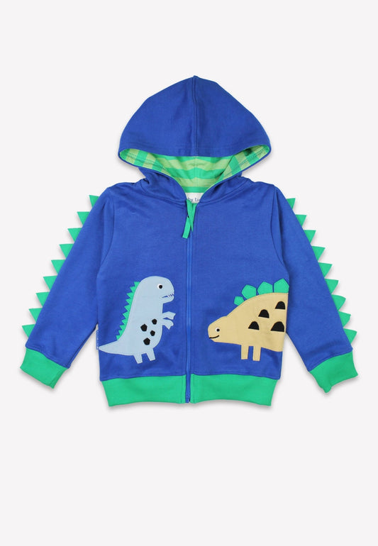 Bio - Baumwoll Kinder Sweatjacke mit Kapuze und mit Dinosaurier - Applikation - Toby Tiger GmbH