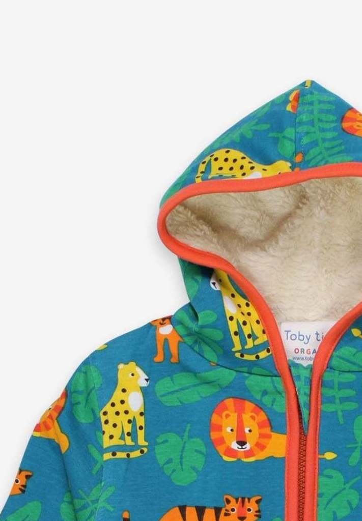 Baby Jacke, Hoodie, mit Fleece gefüttert aus Bio Baumwolle mit Raubkatzen - Toby Tiger GmbH