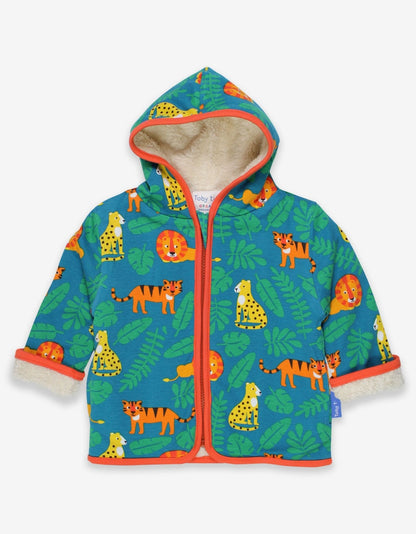 Baby Jacke, Hoodie, mit Fleece gefüttert aus Bio Baumwolle mit Raubkatzen - Toby Tiger GmbH Retail