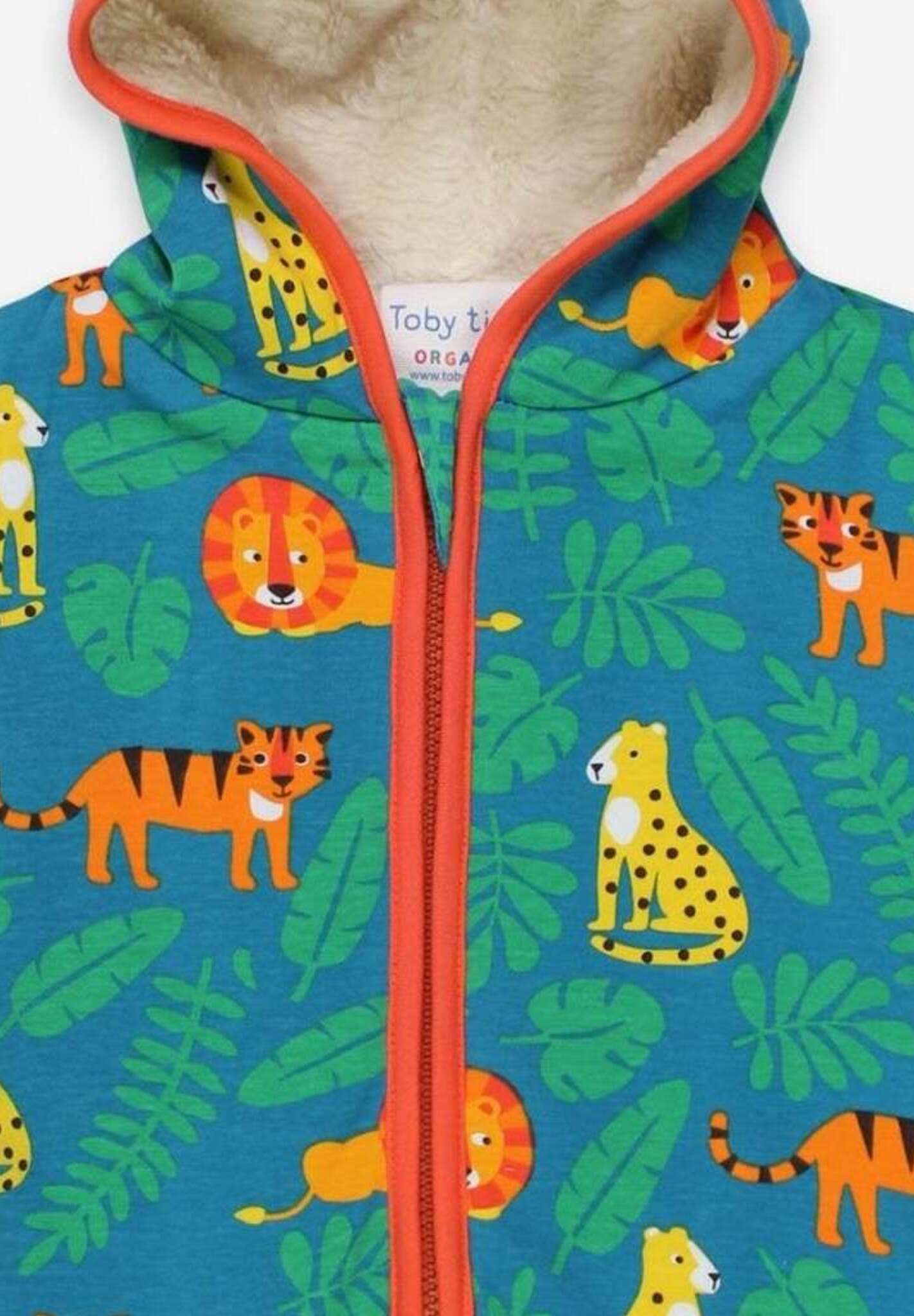 Baby Jacke, Hoodie, mit Fleece gefüttert aus Bio Baumwolle mit Raubkatzen - Toby Tiger GmbH