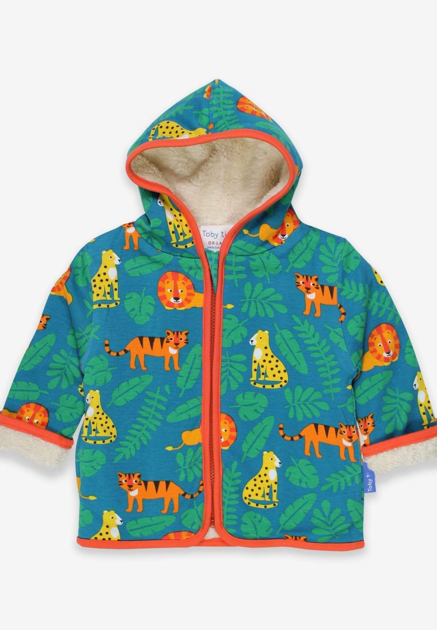 Baby Jacke, Hoodie, mit Fleece gefüttert aus Bio Baumwolle mit Raubkatzen - Toby Tiger GmbH